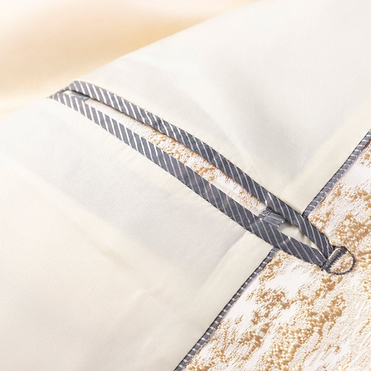 Champagne Gold Jacquard Dinner Jacket with Shawl Lapel and Black Piping