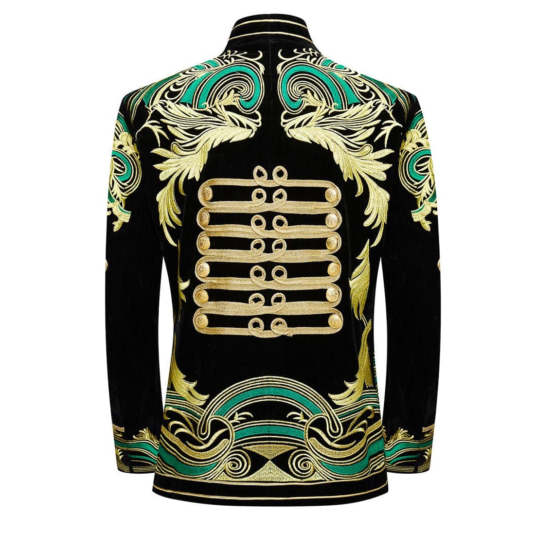 Black Velvet Gold Braided Hussar Tuxedo Jacket and Trousers Set
