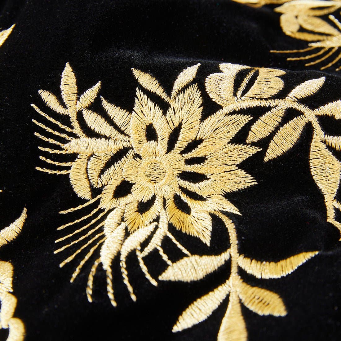 Black Velvet Gold Embroidered Tuxedo Set Jacket and Trousers Slim Fit
