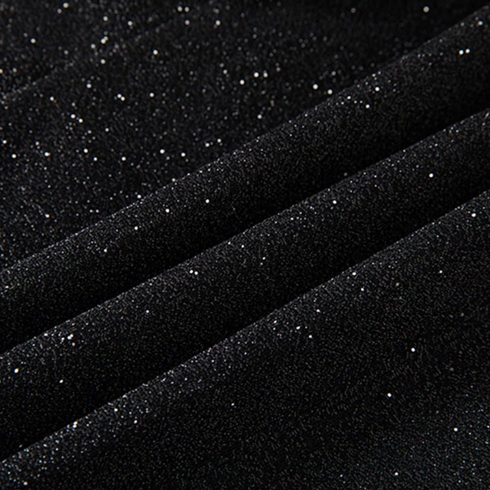 Black Stardust & Velvet Double-Breasted Tuxedo Set Jacket and Trousers 2-Piece Slim Fit