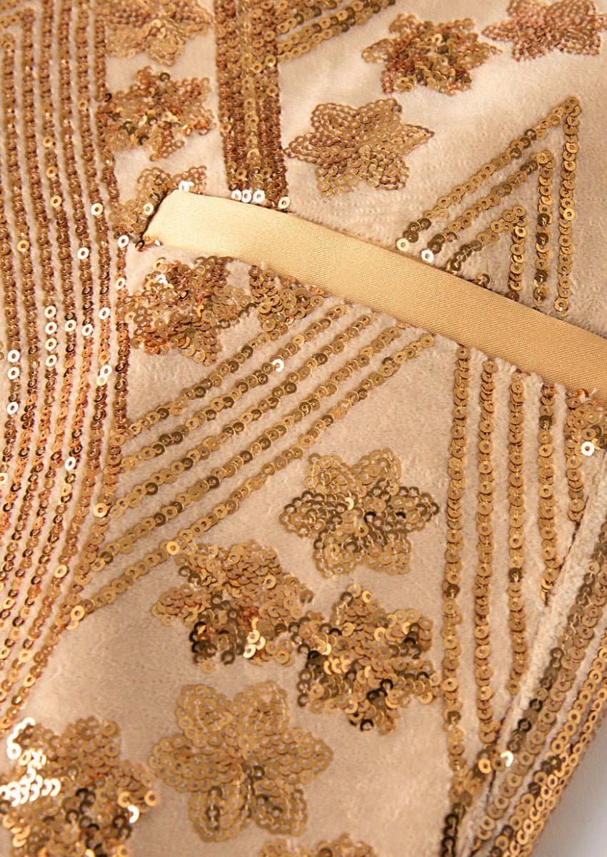 Champagne Gold Sequin Dinner Jacket - Solar Flare Slim Fit Men's Jacket