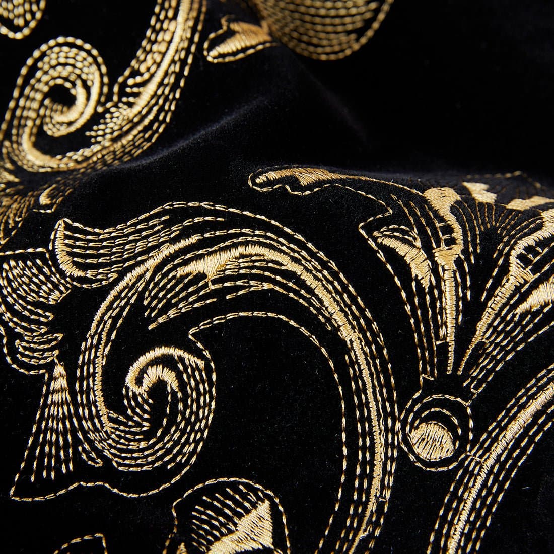 Black Velvet Gold Embroidered Tuxedo Jacket and Trousers Set Slim Fit