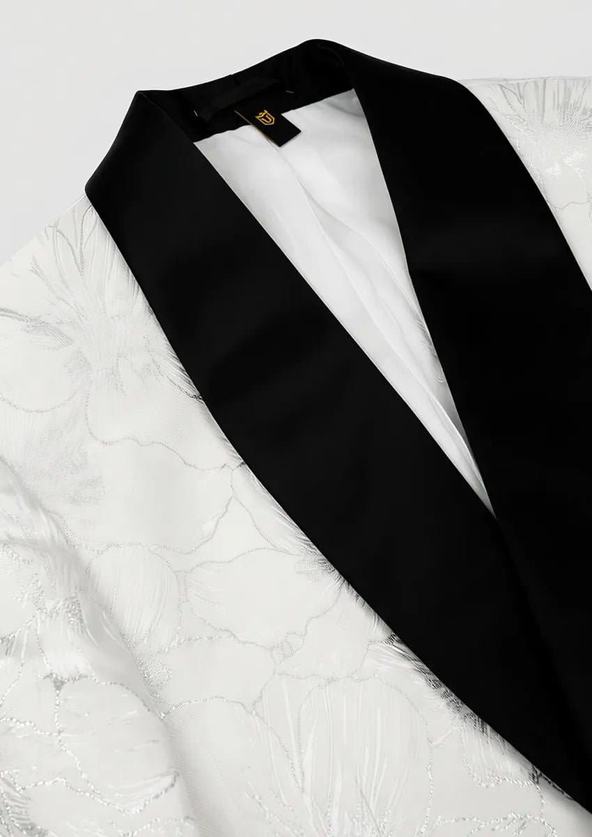 Alabaster Zenith Floral Jacquard Shawl Collar Tuxedo 3-Piece Suit 34R-54R