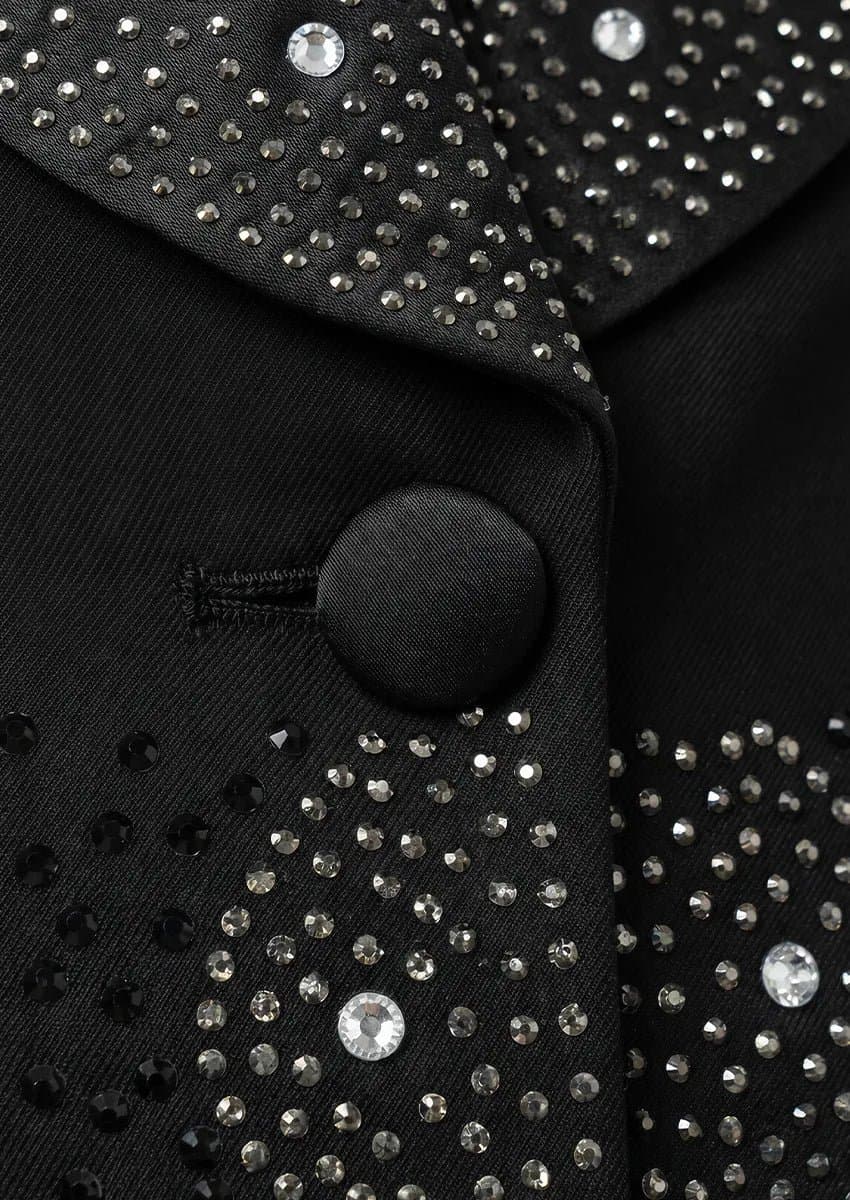 Obsidian Stardust Black Crystal Embellished 3-Piece Tuxedo Set Slim Fit