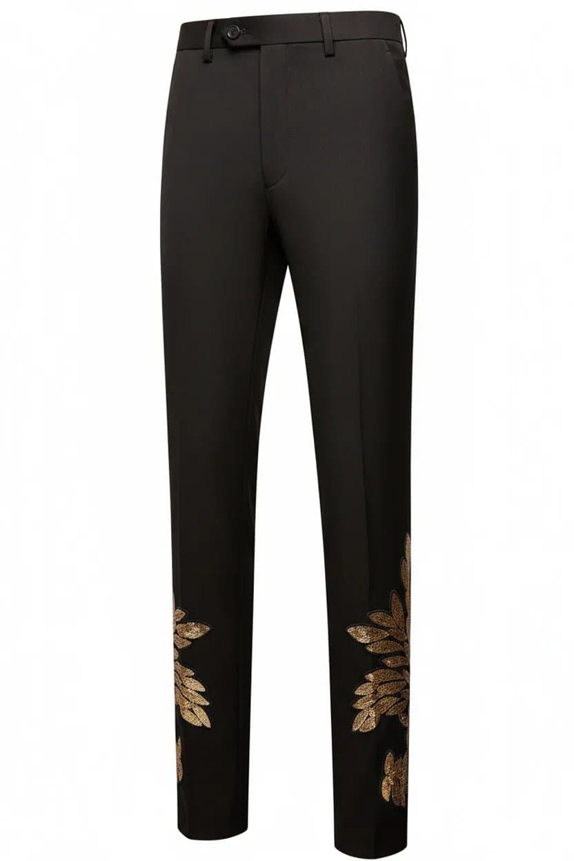Gilded Aurelius Black Gold Sequin 2-Piece Tuxedo Set Jacket Trousers