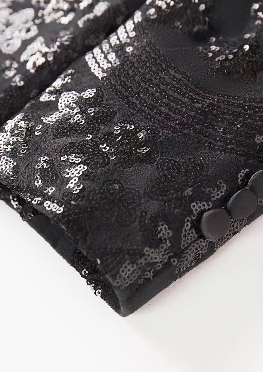 Obsidian Galaxy Black Sequin Velvet Dinner Jacket Slim Fit