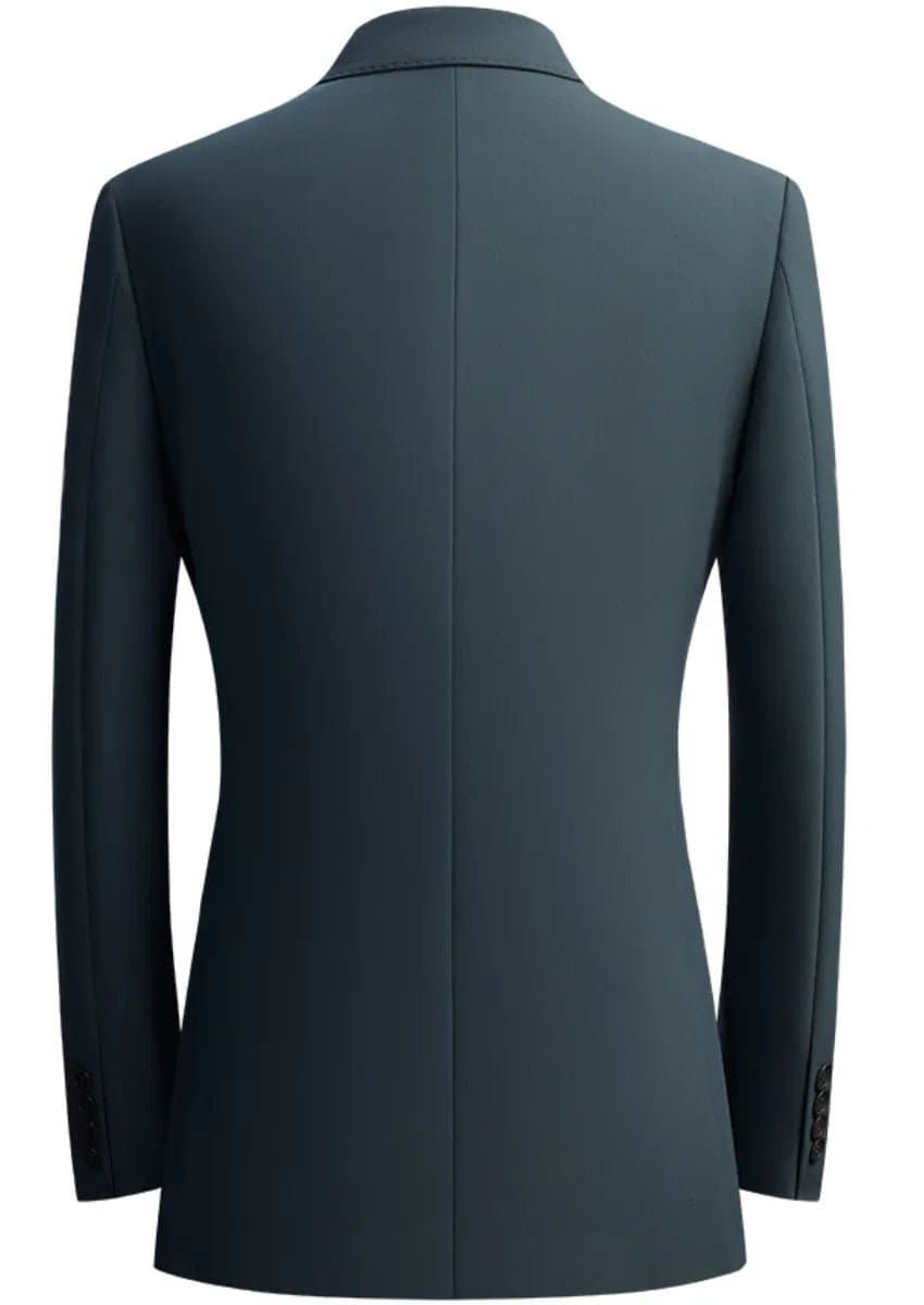 Men’s Green Double-Breasted Slim Fit 2-Piece Suit with Peaked Lapel
