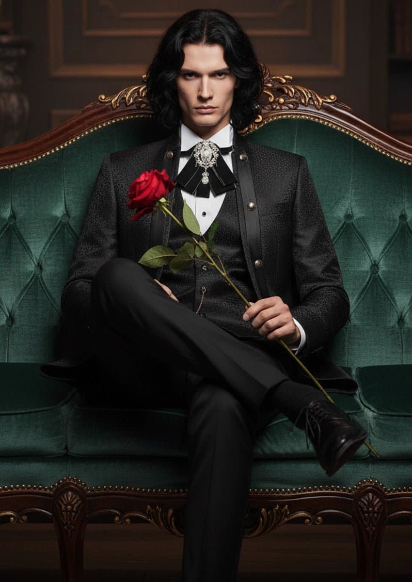 Black Paisley Jacquard 3-Piece Tuxedo - Slim Fit Jacket Vest Trousers