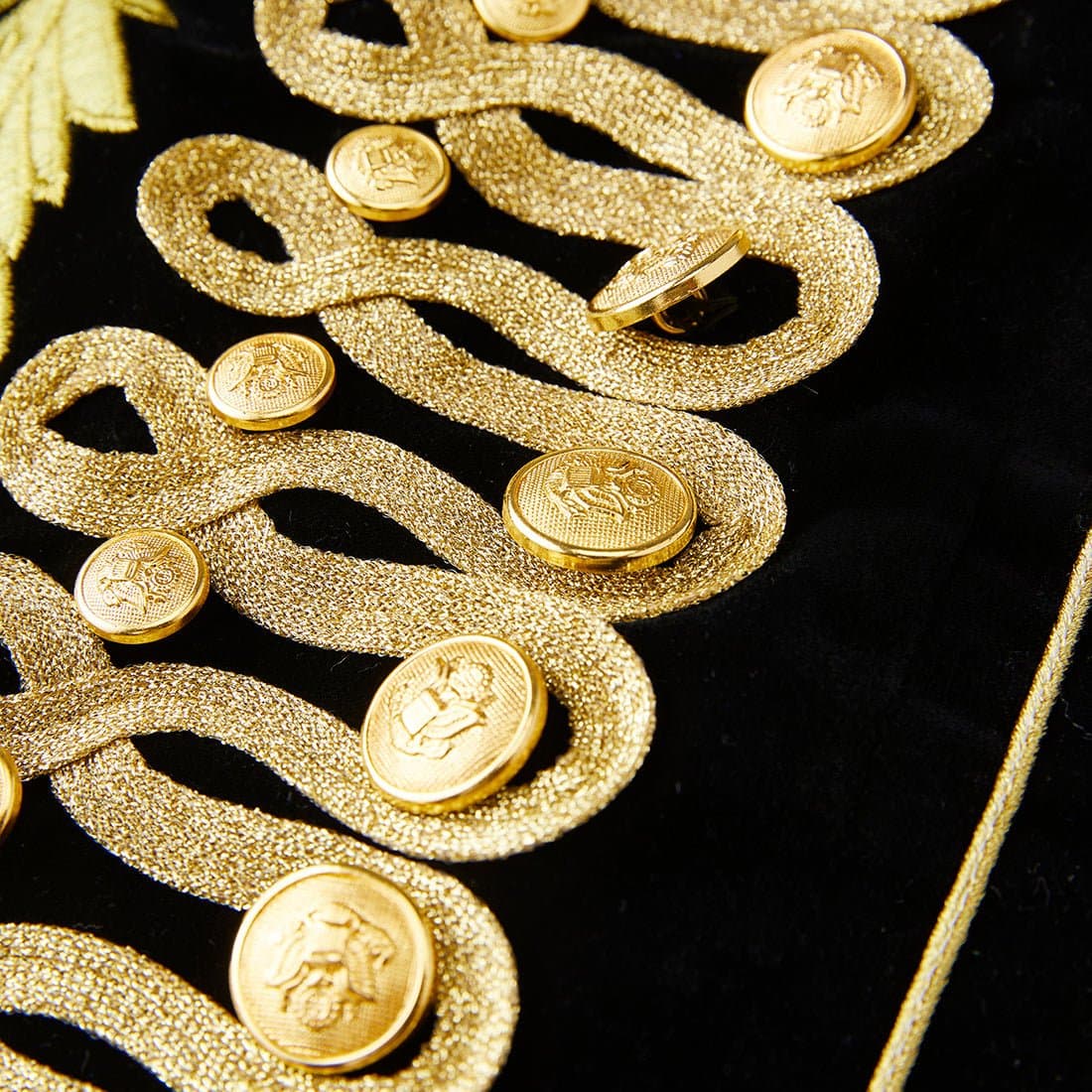 Black Velvet Gold Braided Hussar Tuxedo Jacket and Trousers Set