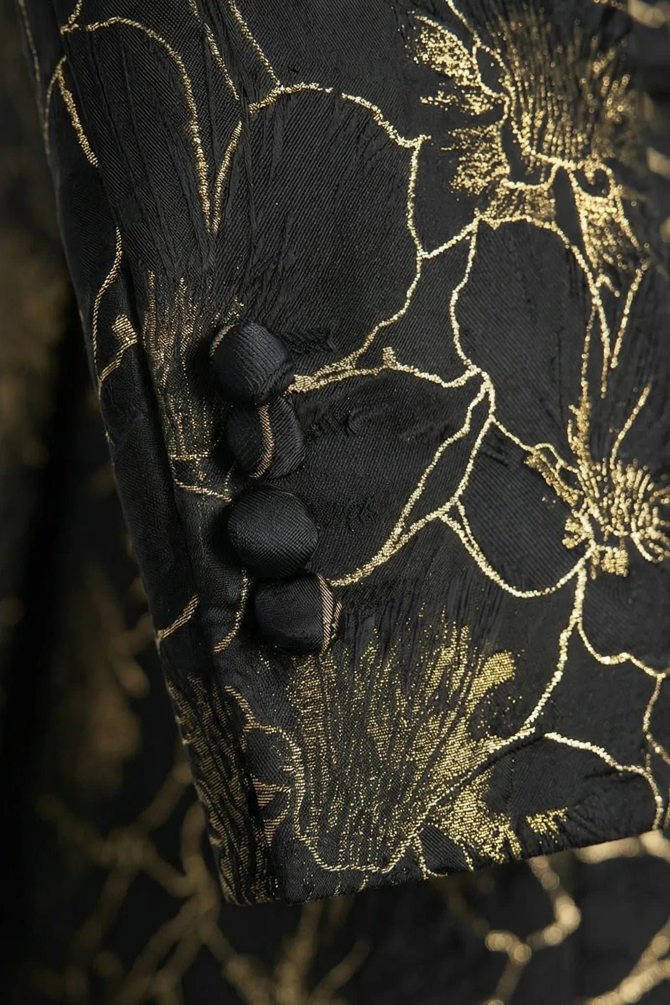 Obsidian Opus Black Floral Jacquard Shawl Collar Tuxedo 3-Piece Suit 34R-54R