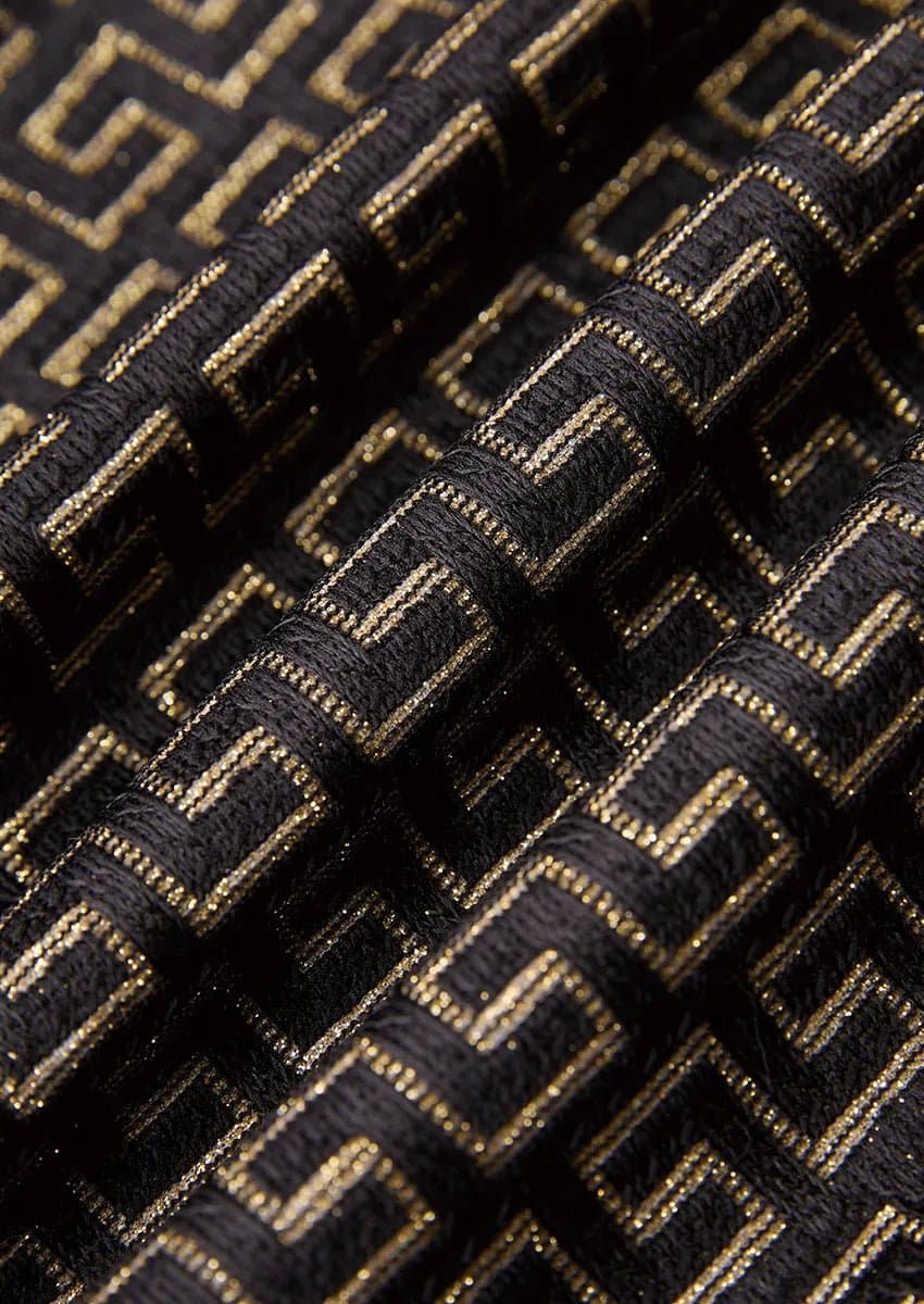 Obsidian Pantheon Black & Gold Jacquard 3-Piece Slim Fit Tuxedo Jacket Vest Trousers