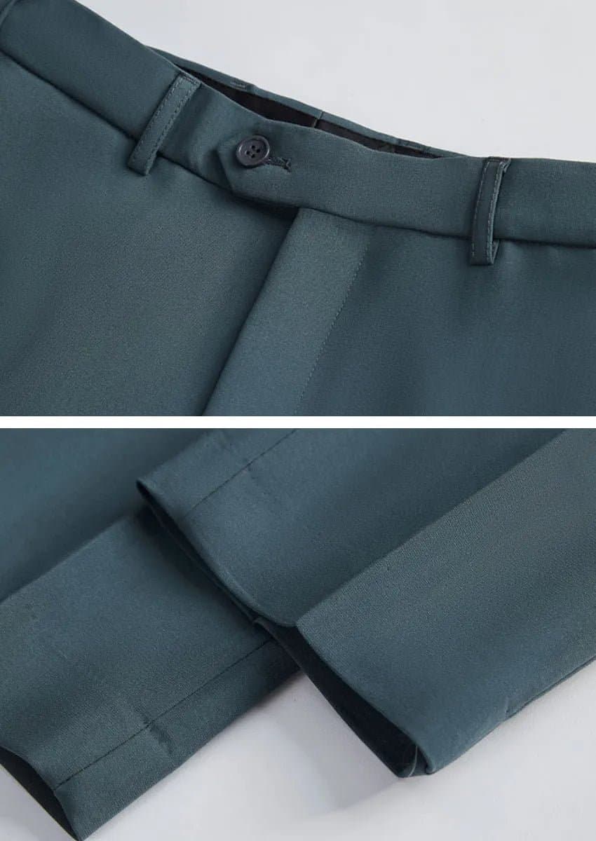 Men’s Green Double-Breasted Slim Fit 2-Piece Suit with Peaked Lapel