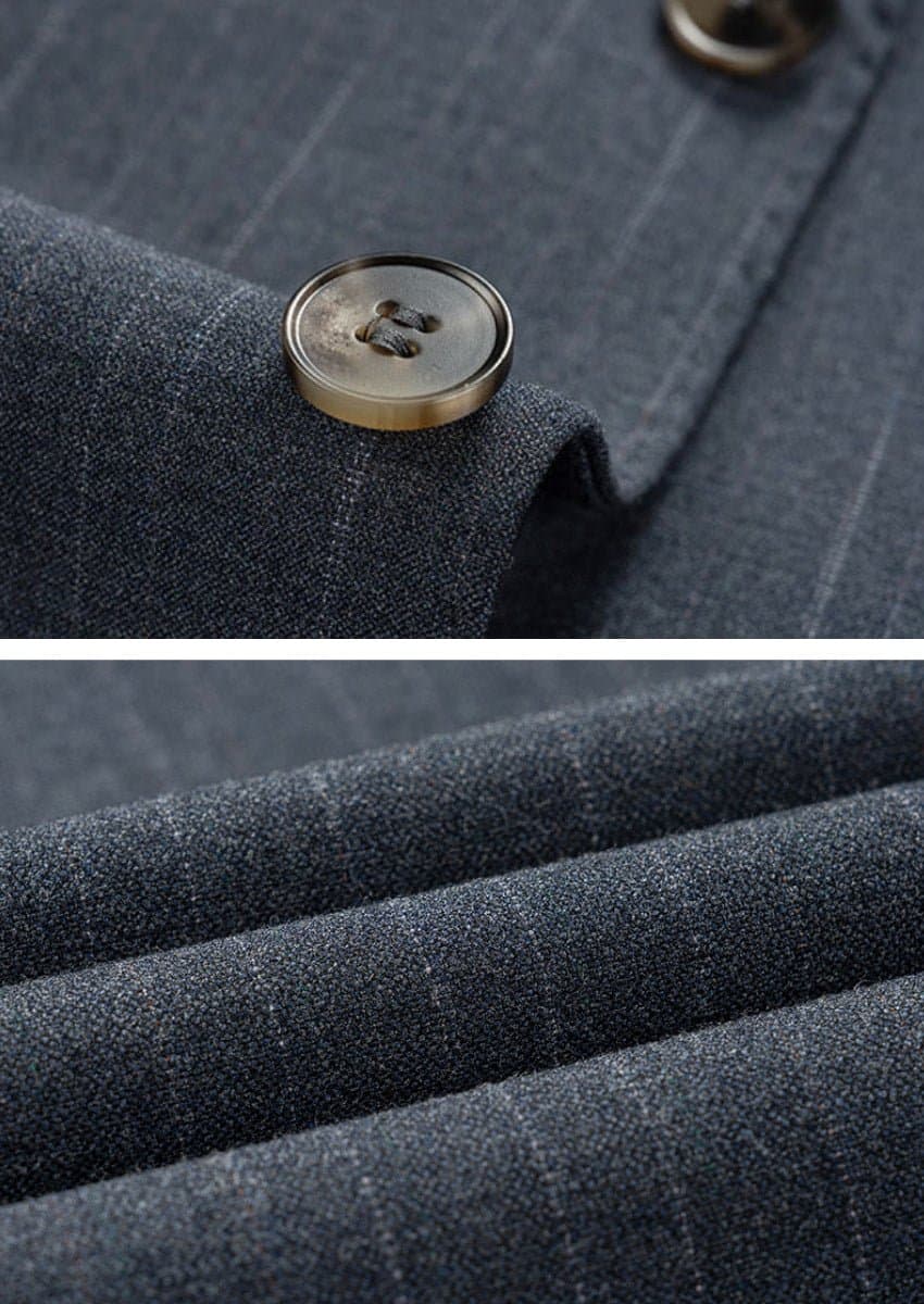 Men's Dark Grey 3-Piece Slim Fit Suit Set with Side Slit Single-Breasted Notched Lapel
