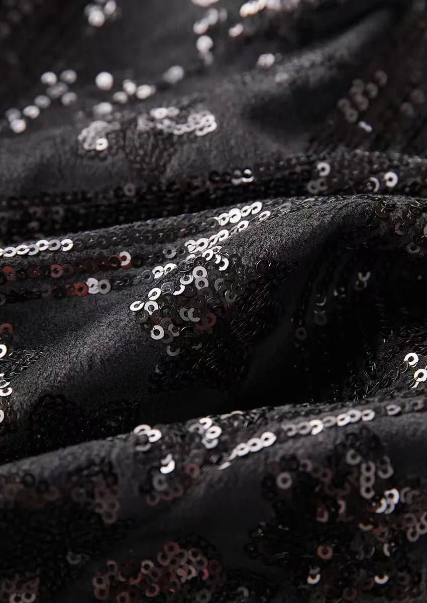 Obsidian Galaxy Black Sequin Velvet Dinner Jacket Slim Fit