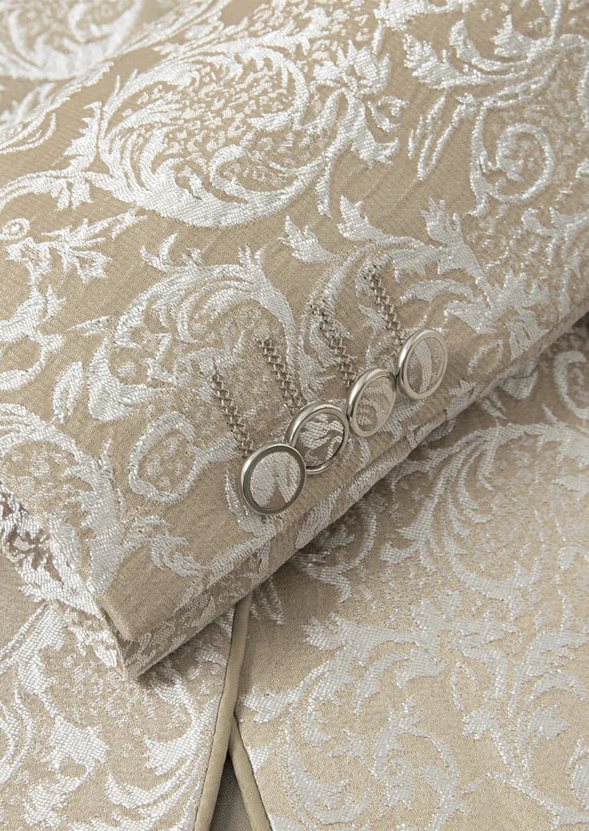 Aureate Empire Champagne Gold Jacquard 3-Piece Tuxedo Slim Fit Jacket Vest Trousers