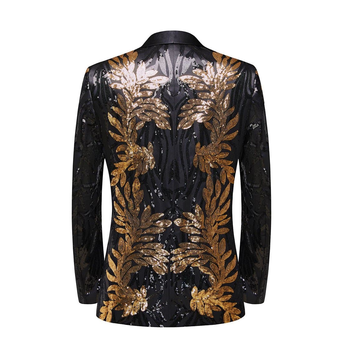 Gilded Aurelius Black Gold Sequin 2-Piece Tuxedo Set Jacket Trousers