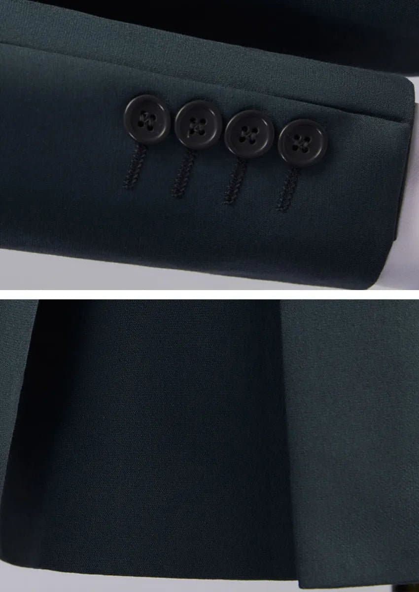 Men’s Green Double-Breasted Slim Fit 2-Piece Suit with Peaked Lapel