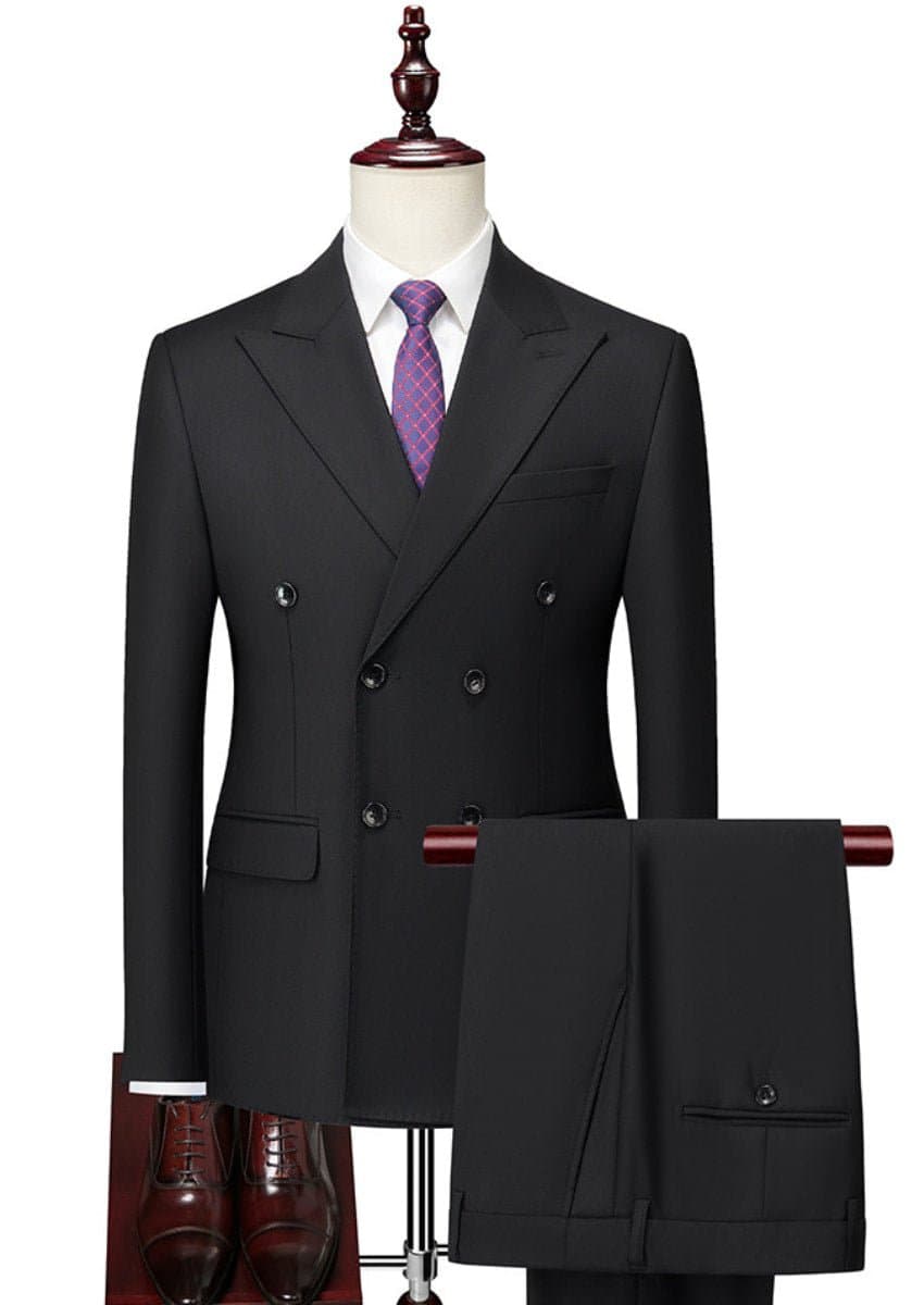 Men’s Black Double Breasted Slim Fit Suit Set 2-Piece