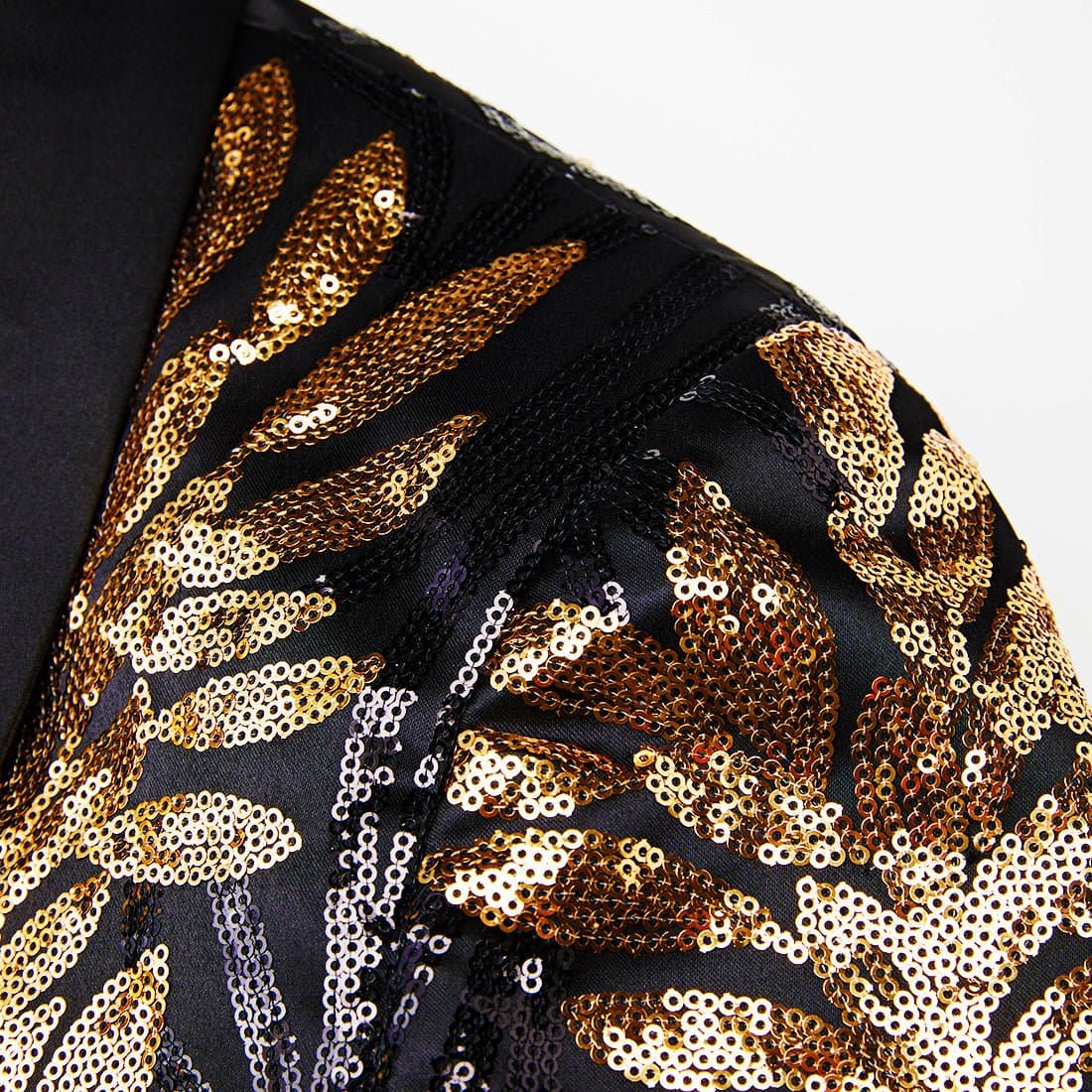 Gilded Aurelius Black Gold Sequin 2-Piece Tuxedo Set Jacket Trousers