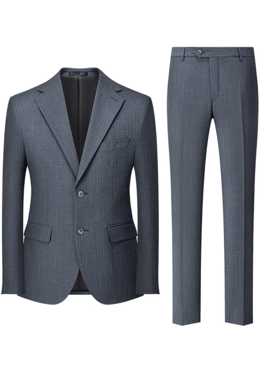 Men's Dark Grey 3-Piece Slim Fit Suit Set with Side Slit Single-Breasted Notched Lapel