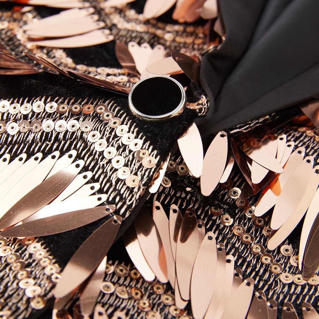 Phoenix Bronze Layered Sequin Tuxedo Set with Black Satin Shawl Lapel Jacket and Trousers
