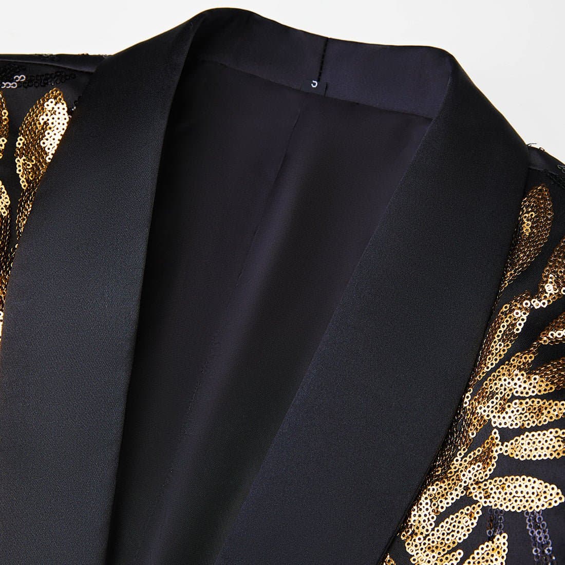 Gilded Aurelius Black Gold Sequin 2-Piece Tuxedo Set Jacket Trousers