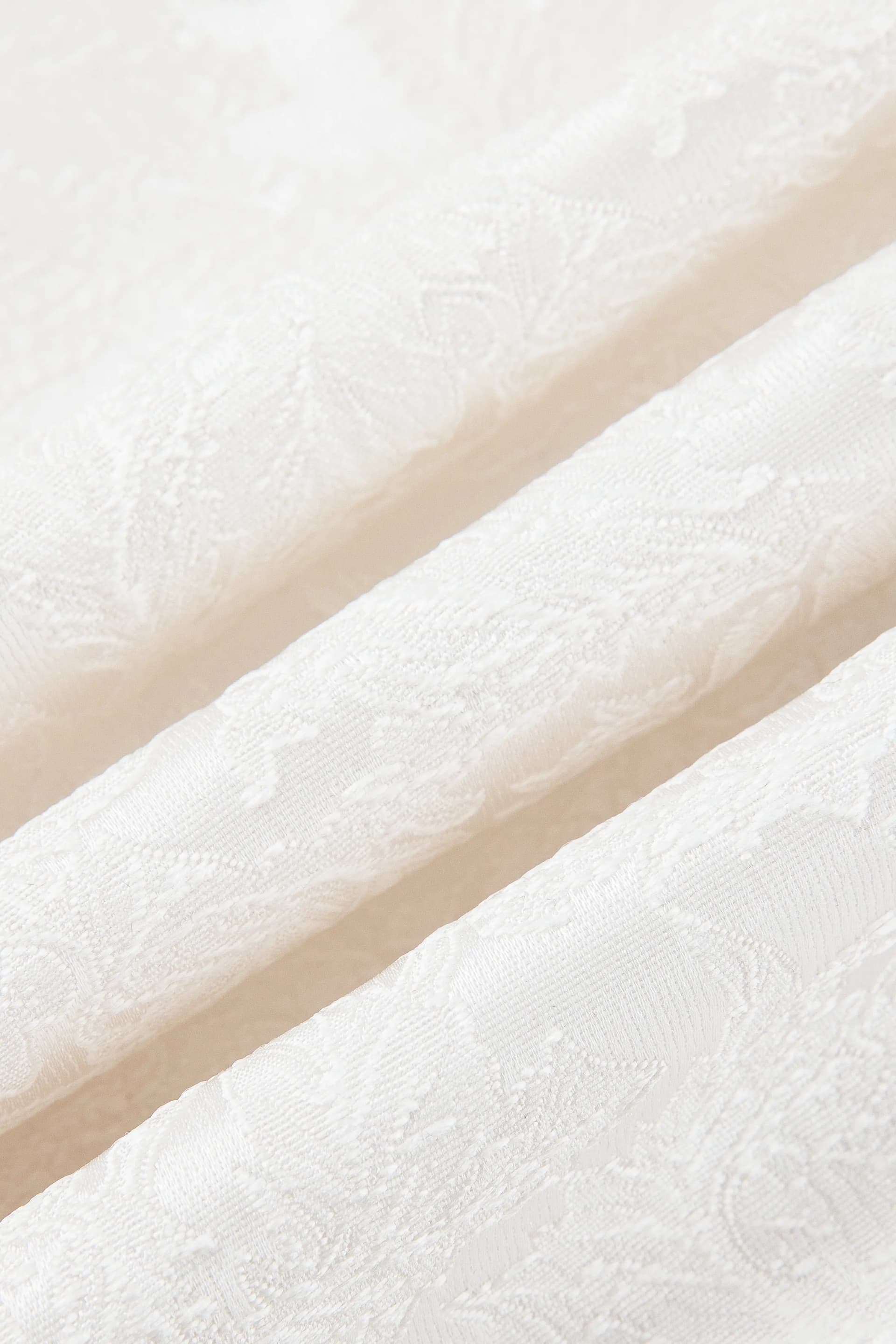 White Floral Jacquard 3-Piece Tuxedo with Black Velvet Shawl Collar - Sizes 34R-42R