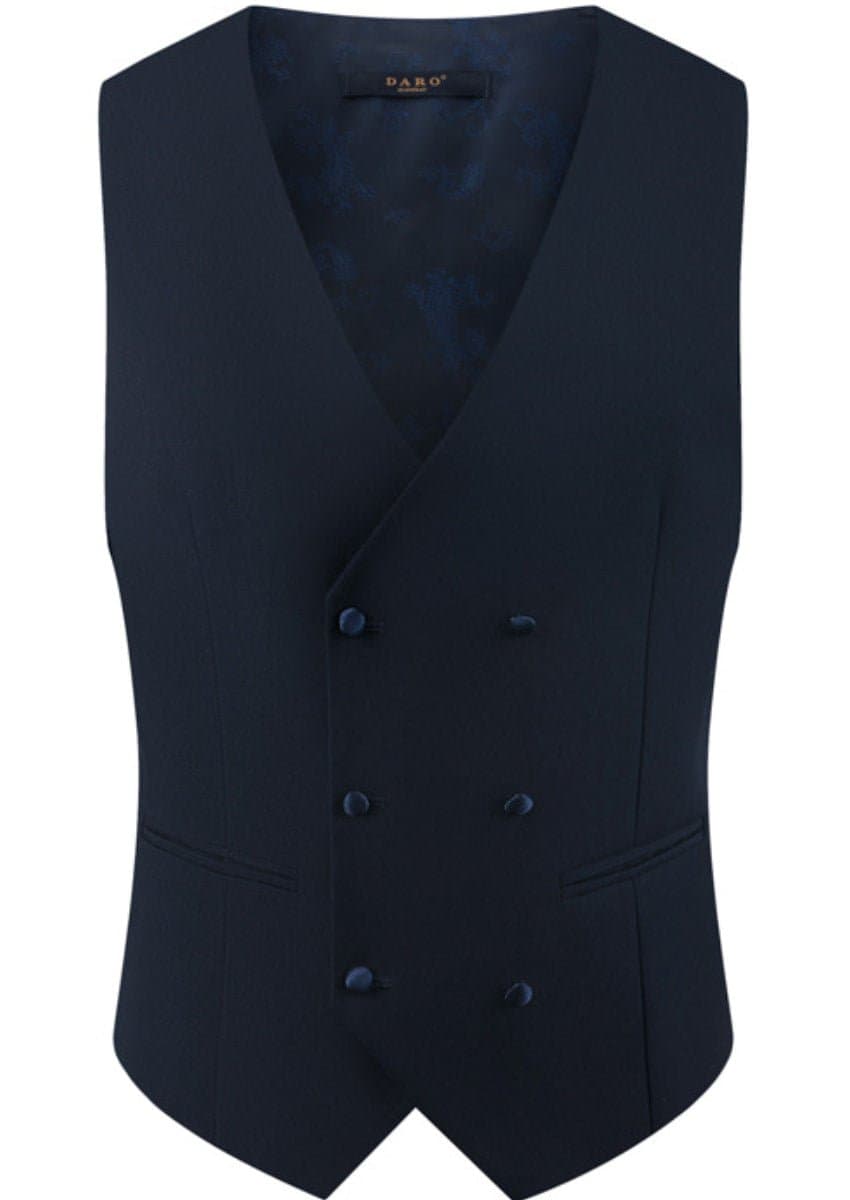 Cobalt Starlight Navy Blue Gold Crystal Peak Lapel 3-Piece Tuxedo Slim Fit