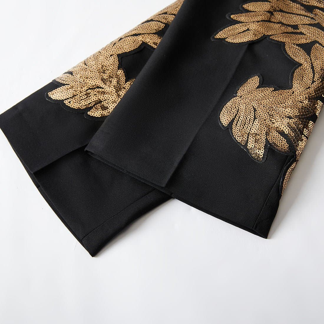 Gilded Aurelius Black Gold Sequin 2-Piece Tuxedo Set Jacket Trousers