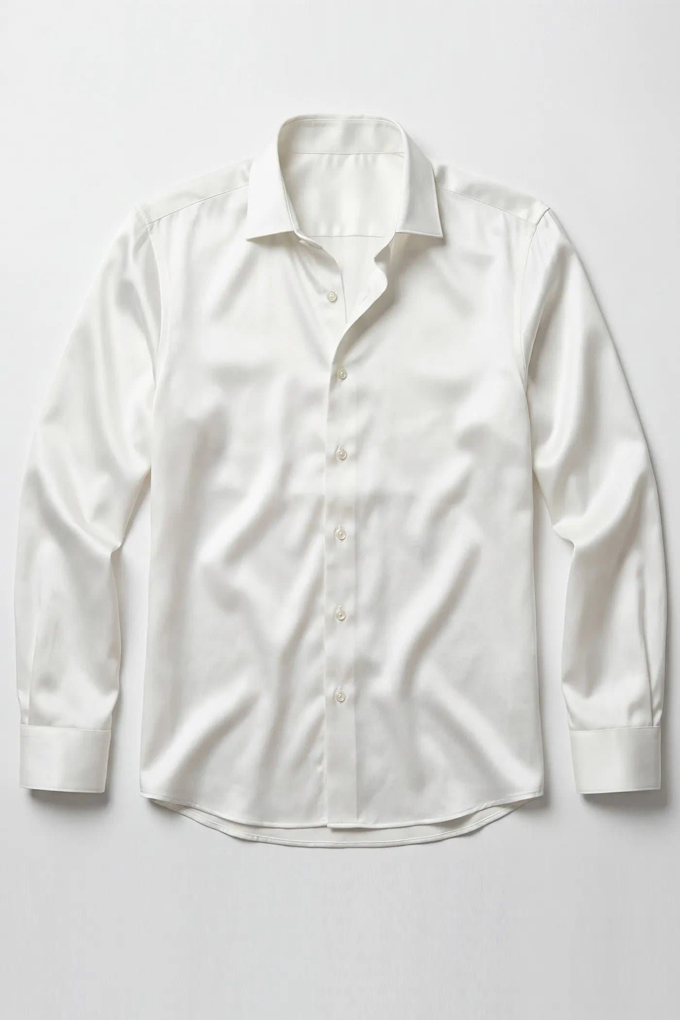 Men's Silk Satin Long Sleeve Shirt Black White Relaxed Fit Polyester Spandex