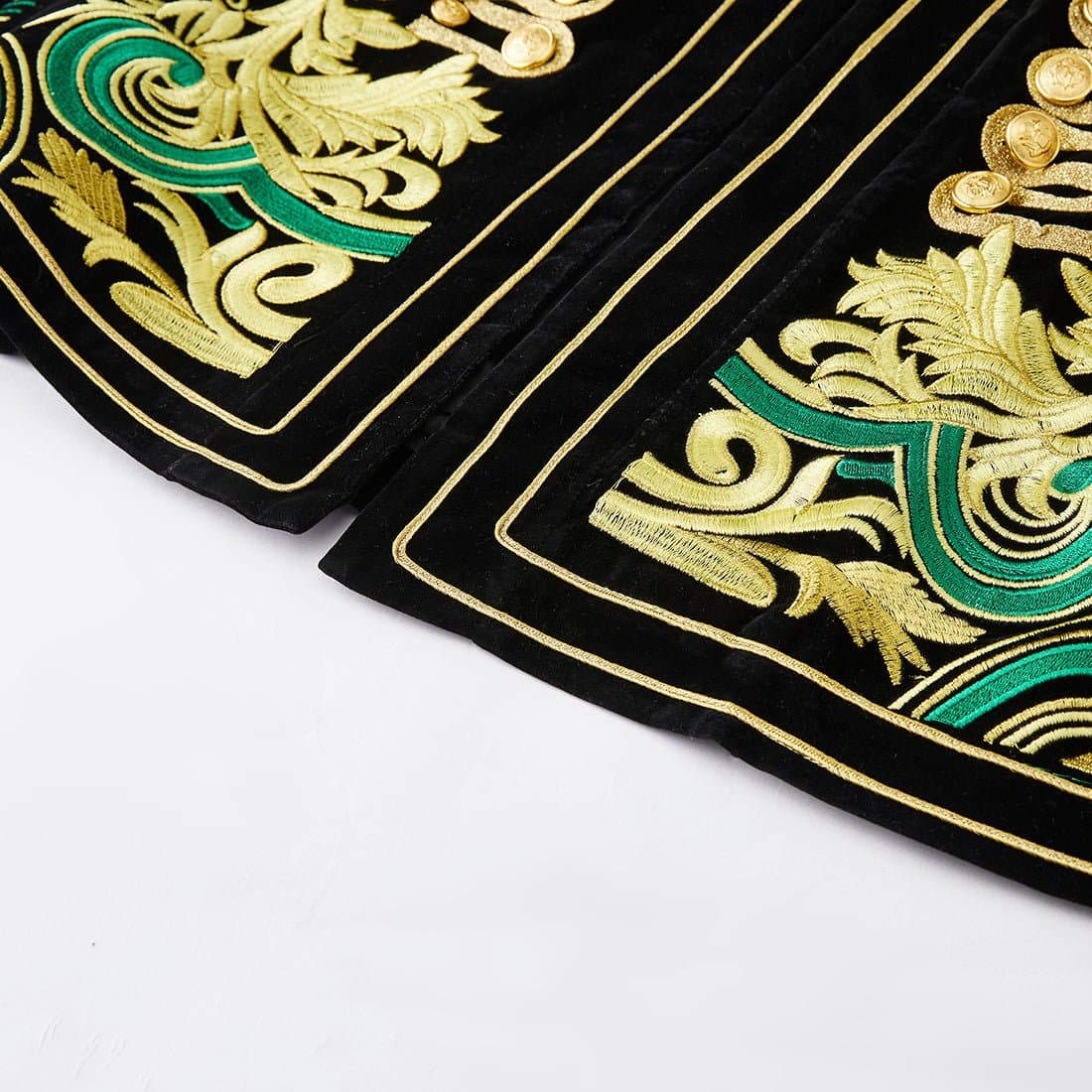 Black Velvet Gold Braided Hussar Tuxedo Jacket and Trousers Set