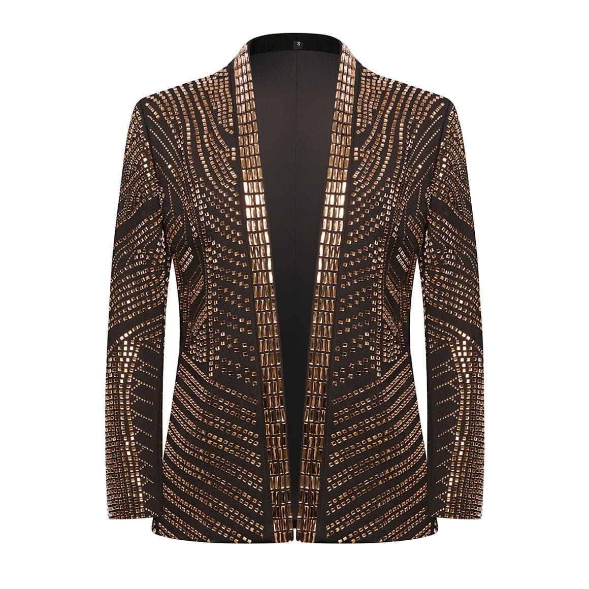 Obsidian & Gold Crystal Dinner Jacket - Gilded Pharaoh Slim Fit Men's Jacket