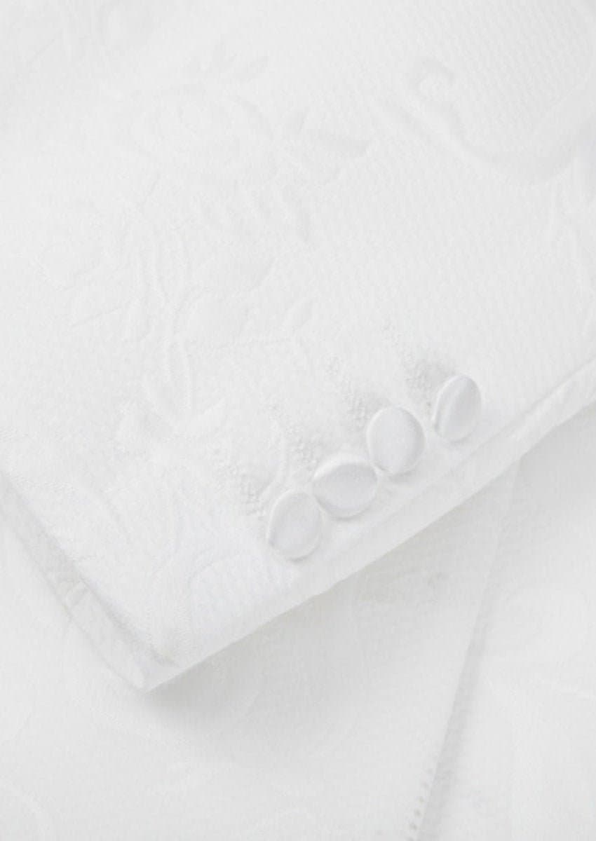 White Jacquard Crystal Shawl Collar Double-Breasted Tuxedo Set 2-Piece with Black Trousers