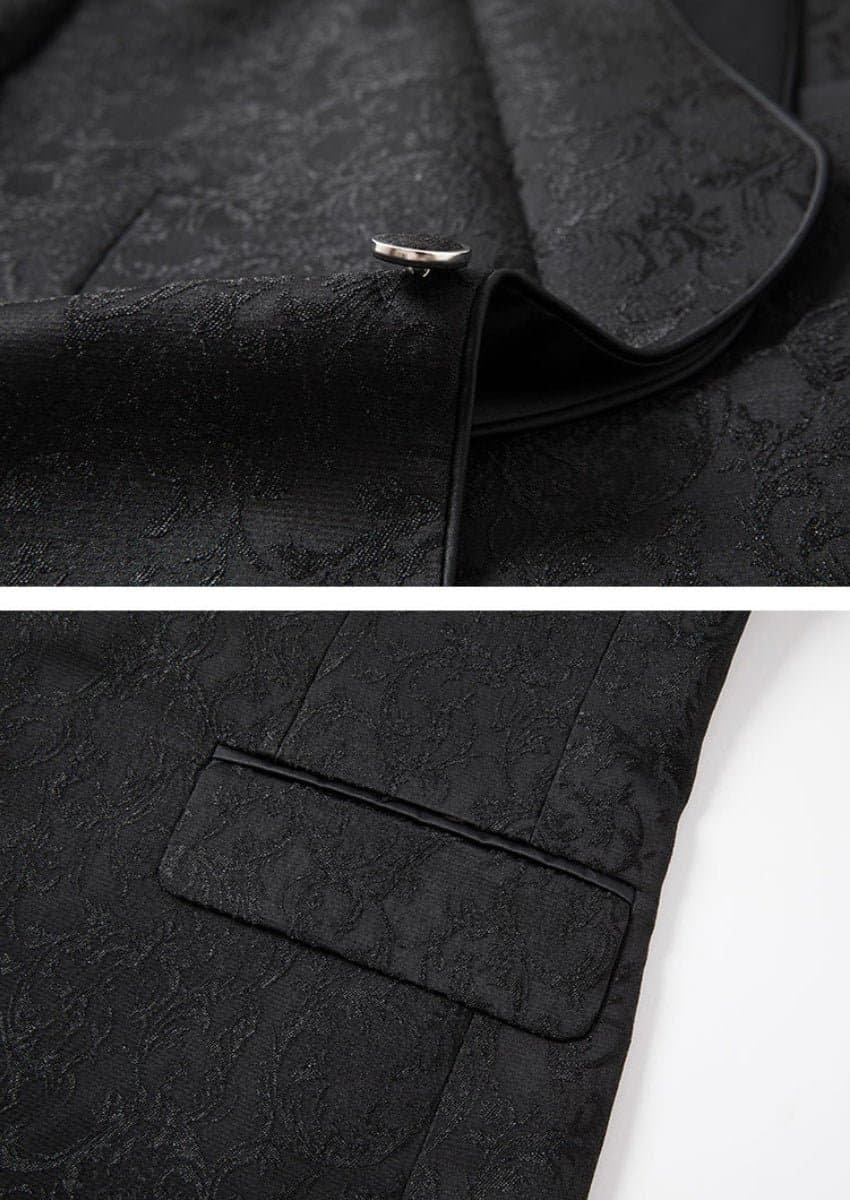 Onyx Monarch Black Jacquard 3-Piece Tuxedo with Shawl Collar Slim Fit
