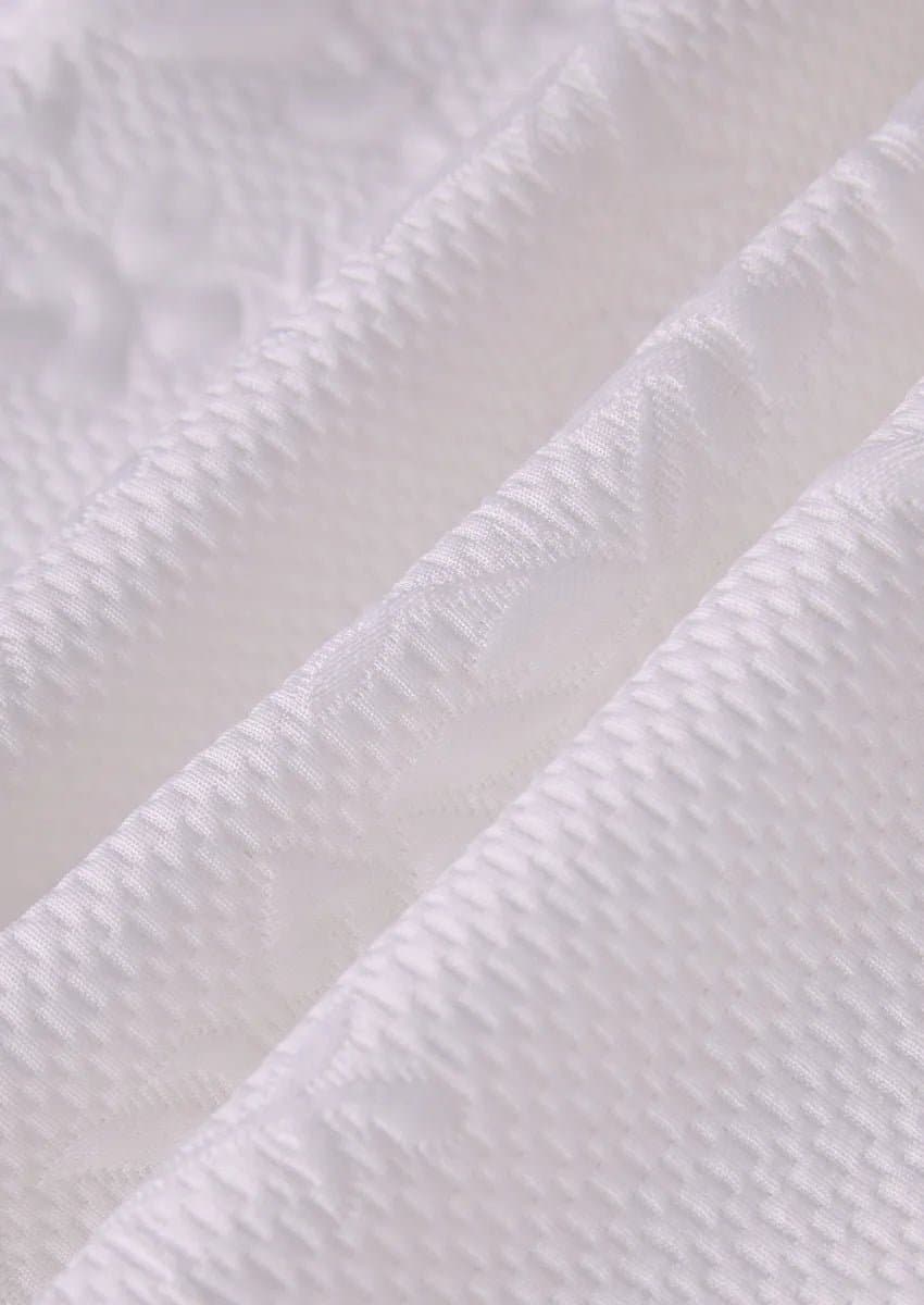 Pearl Symphony White 3D Jacquard Crystal 3-Piece Tuxedo Suit Jacket Vest Trousers