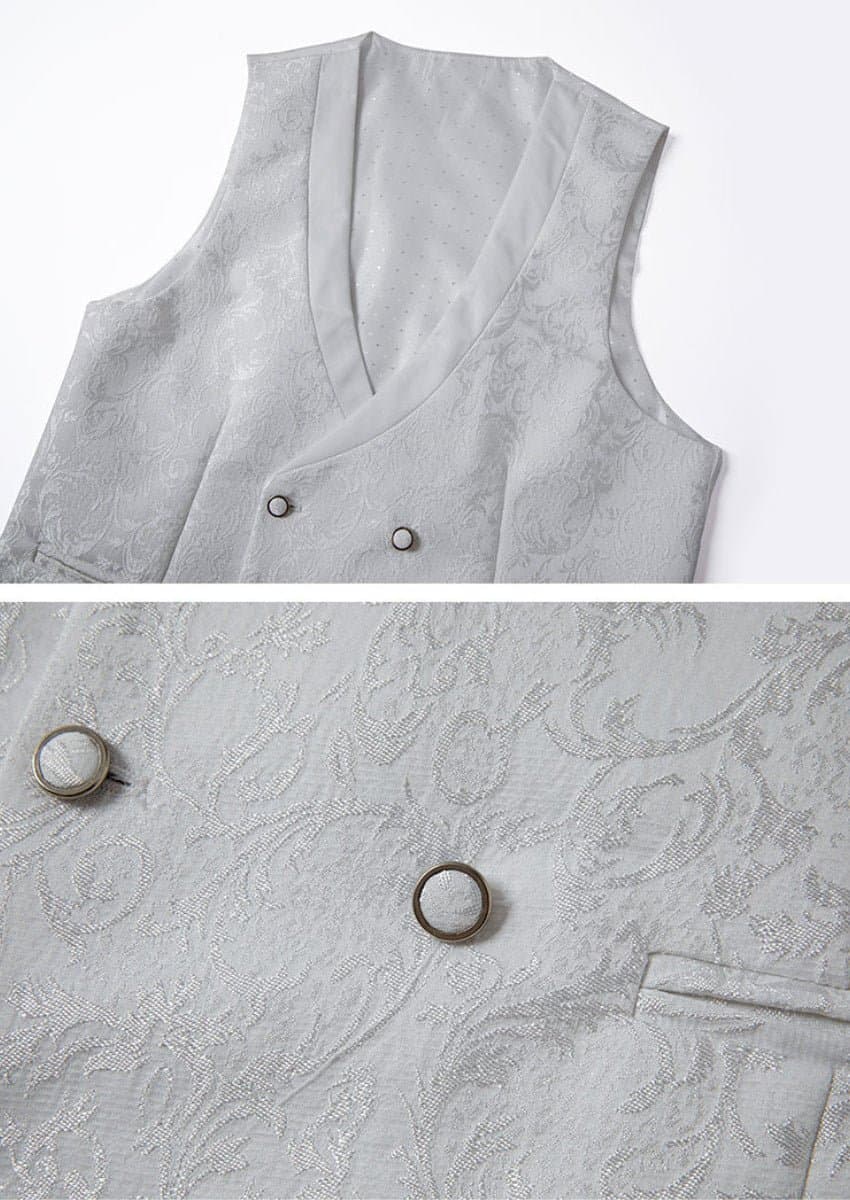 Pearl Sovereign Ivory White Jacquard 3-Piece Tuxedo Set with Oversized Shawl Collar