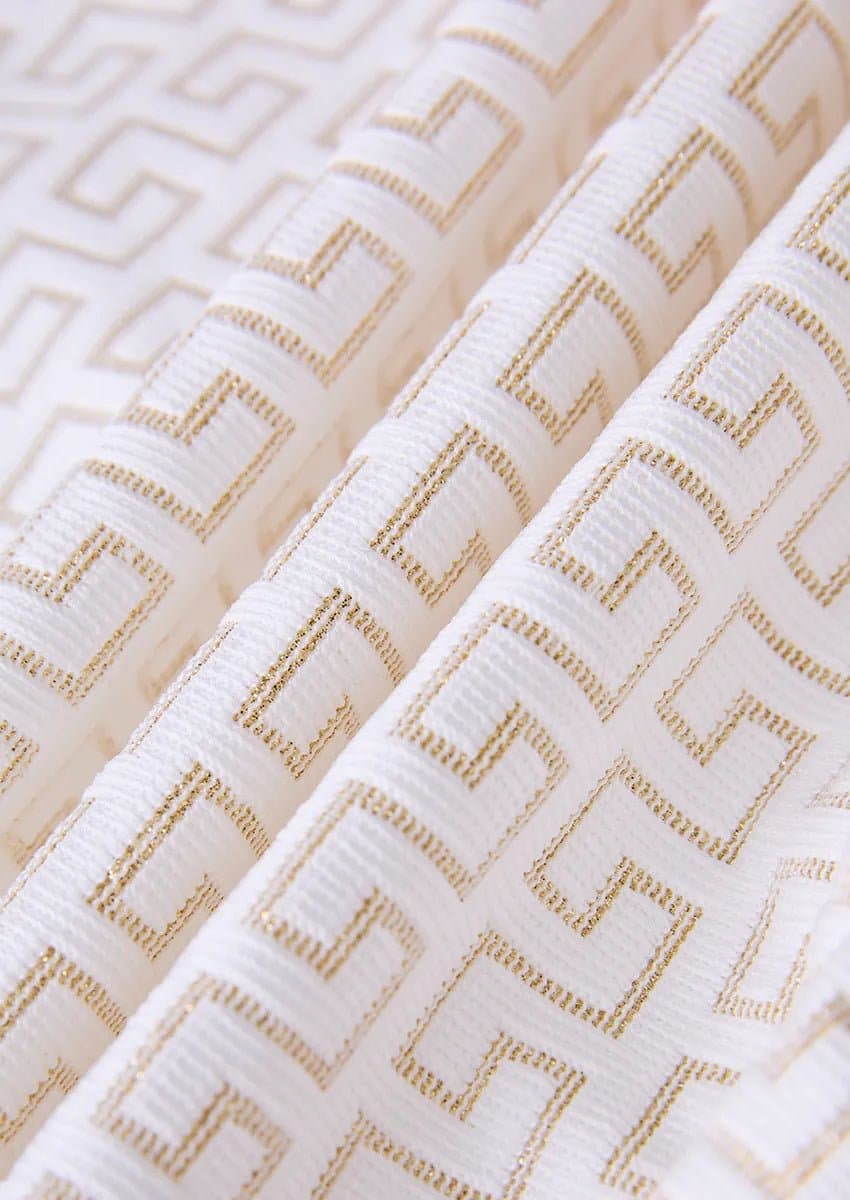 Alabaster Pantheon White & Gold Jacquard 3-Piece Slim Fit Tuxedo Jacket Vest Trousers