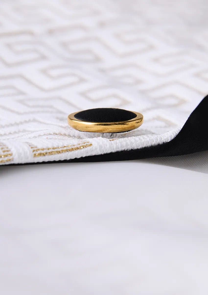 Alabaster Pantheon White & Gold Jacquard 3-Piece Slim Fit Tuxedo Jacket Vest Trousers