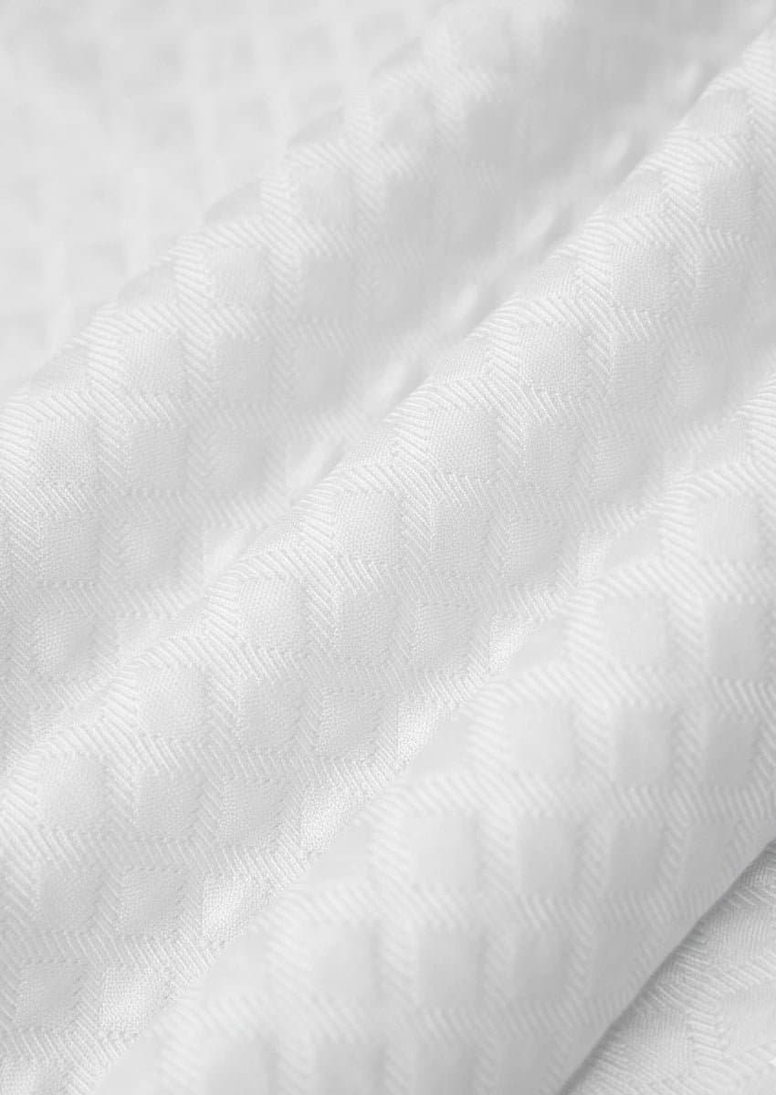 White Jacquard Velvet 3-Piece Tuxedo Slim Fit - Alabaster Masterpiece Jacket Vest Trousers