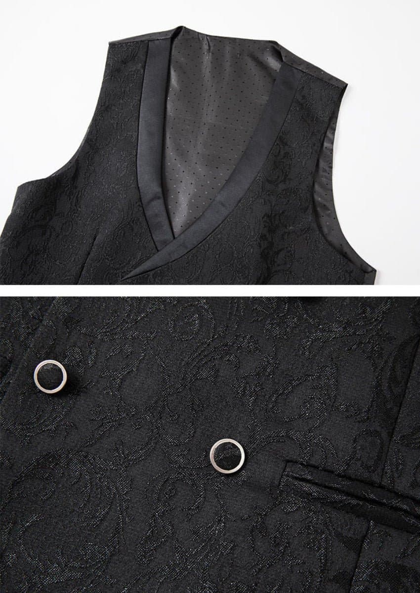 Onyx Monarch Black Jacquard 3-Piece Tuxedo with Shawl Collar Slim Fit
